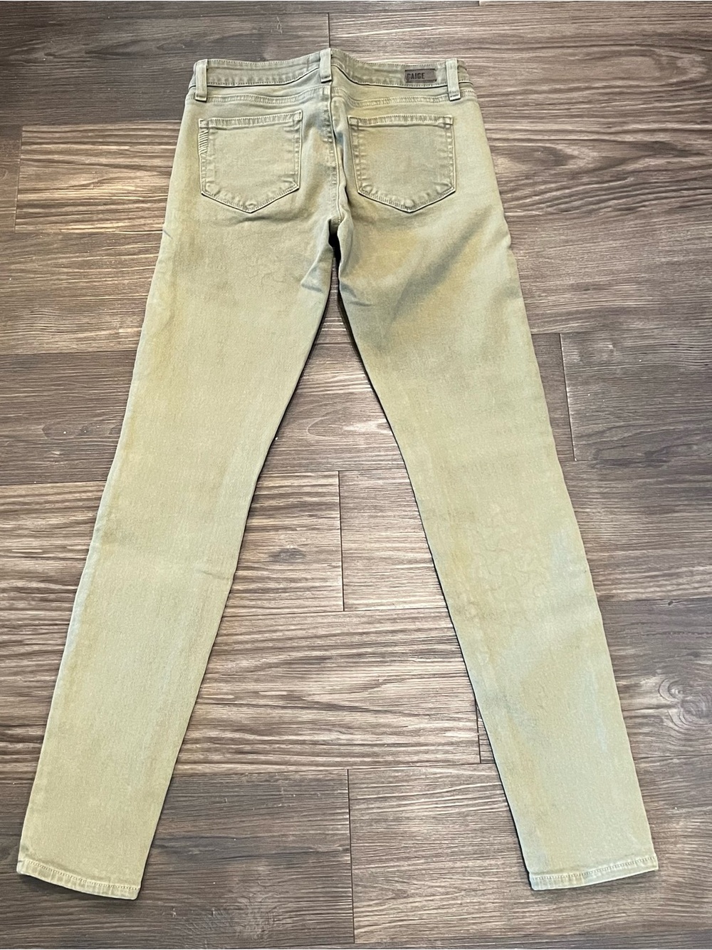PAIGE Verdugo Moto Skinny Jeans Women’s 26 Olive Green Zip Detail Mid Rise - Picture 5 of 12